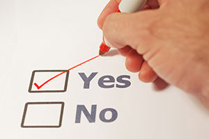 Photo yes and no checkboxes with a check in the yes box